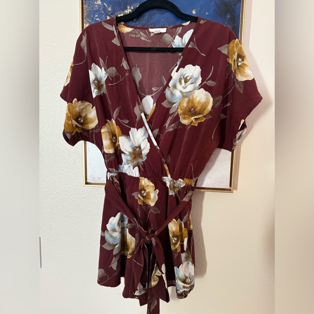 Maroon Floral romper size large